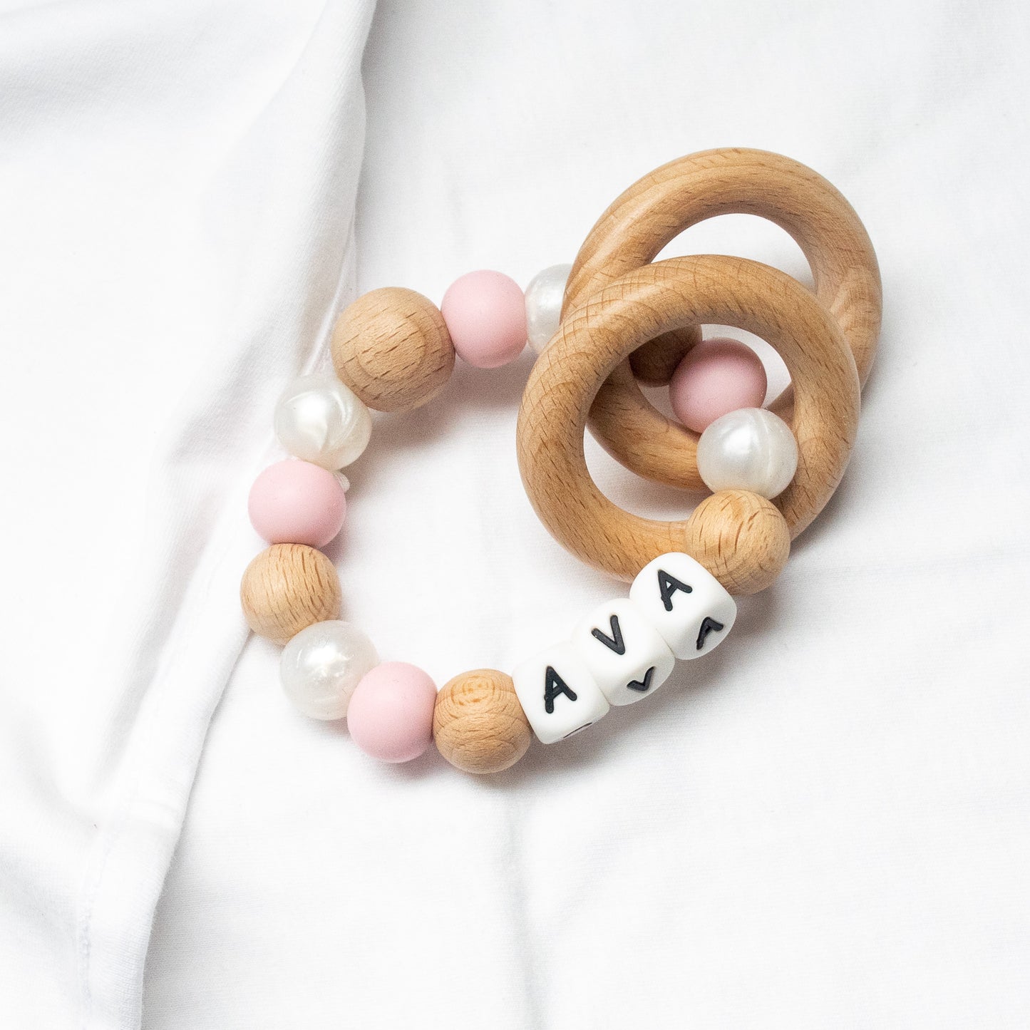 Personalised Teether Pearly Pink