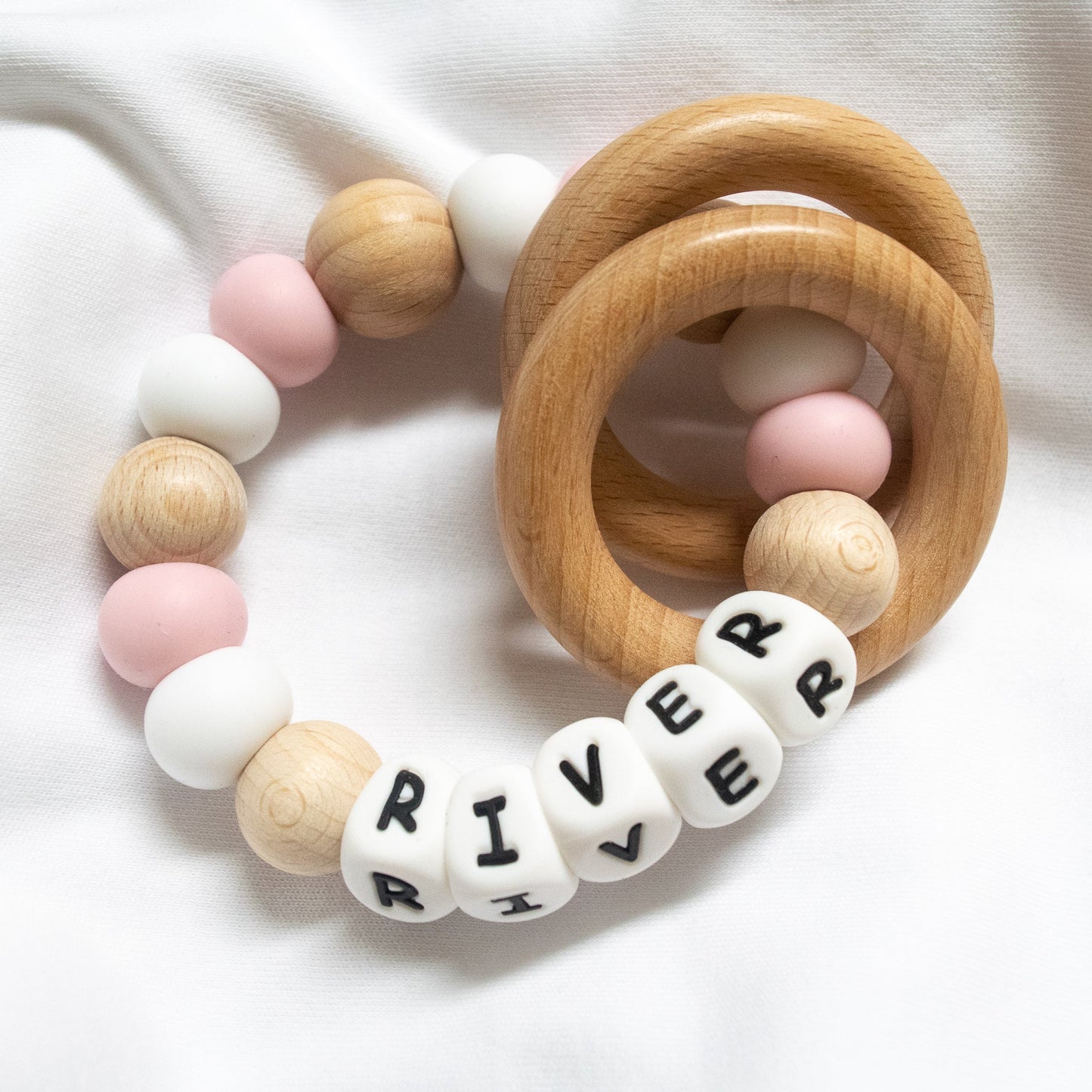 Personalised Teether for babies. - 🌈 White collection 6 colour options 🍭