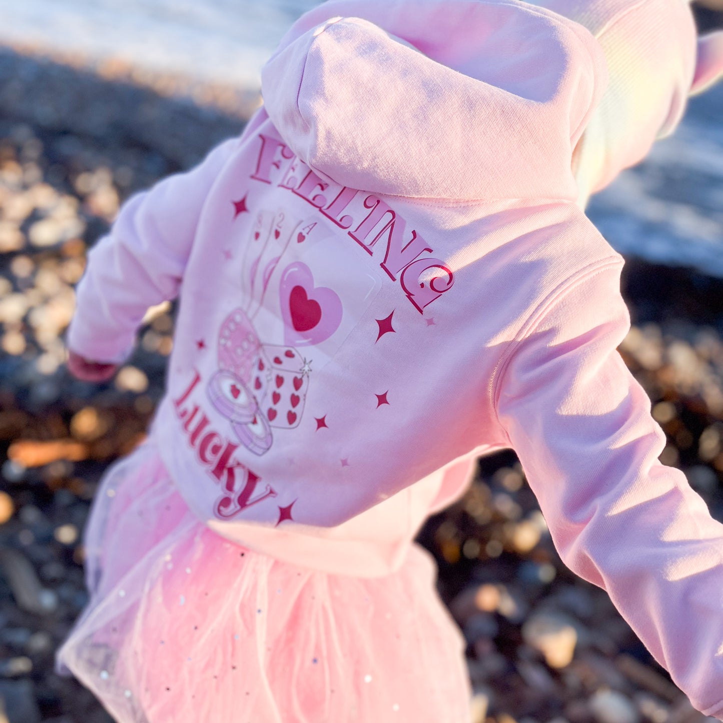 Girls Graphic Hoodie - feeling lucky - 6 hoodie colour options