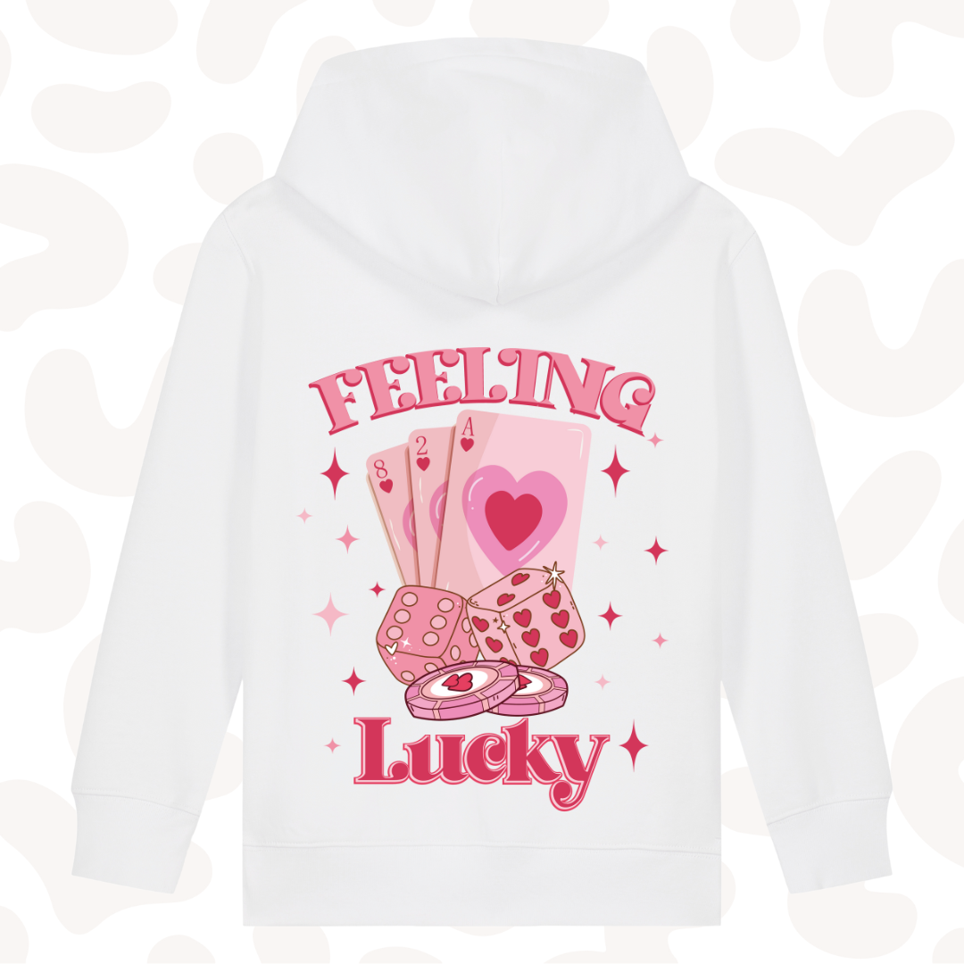 Girls Graphic Hoodie - feeling lucky - 6 hoodie colour options