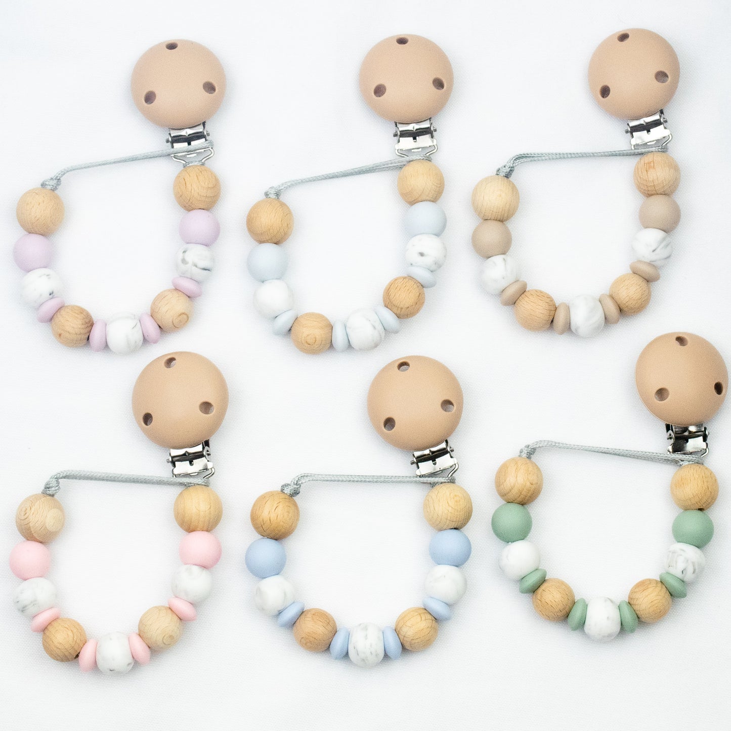 Non Personalised Gift Set - Dummy Clip Teething Rattle Toy - Marble Collection