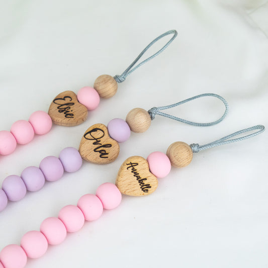 Personalised Dummy Clip - 🩵 💕💜 Hearts Collection