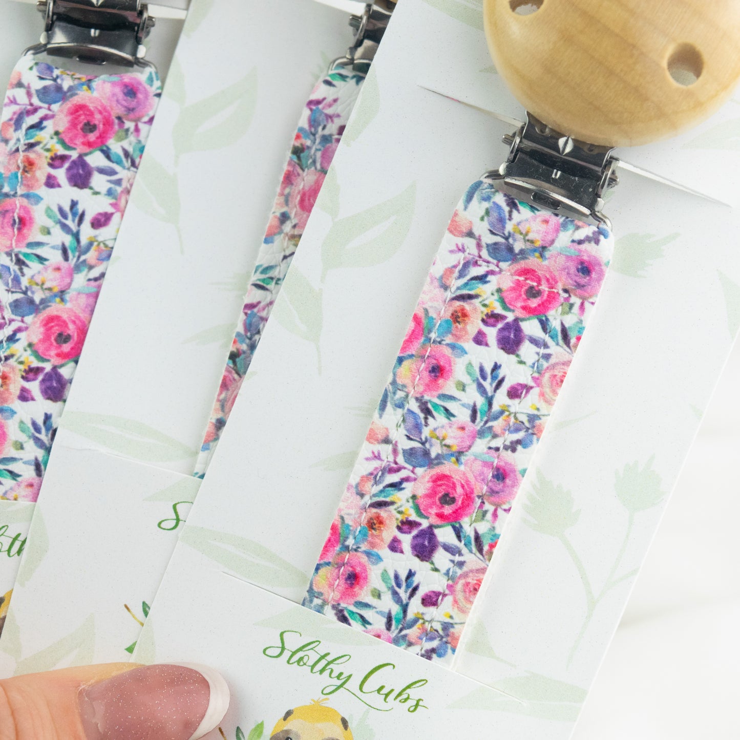 🍃 Personalised Vegan Leather Dummy Clips 👶🏼 HALF PRICE