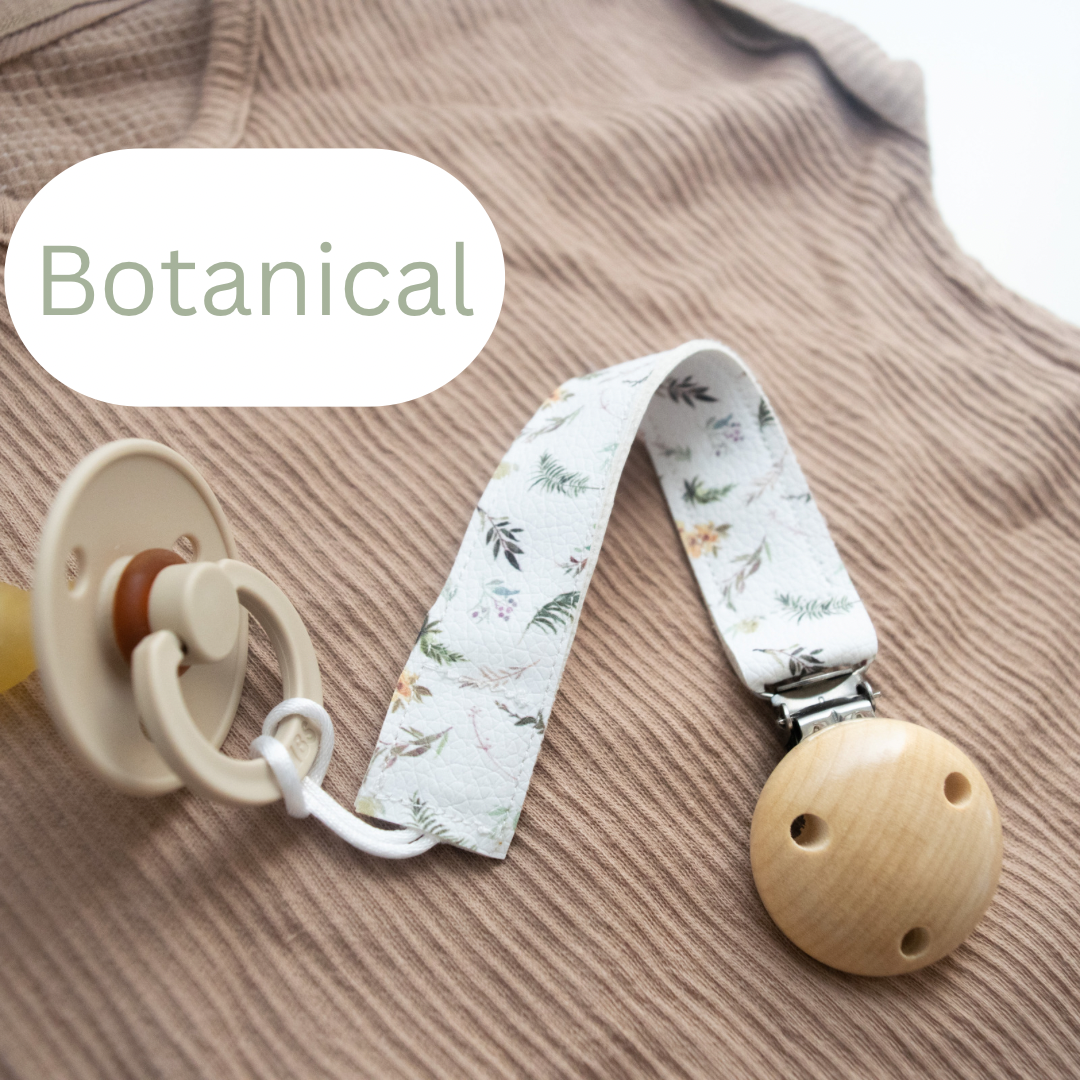 🍃 Personalised Vegan Leather Dummy Clips 👶🏼 HALF PRICE